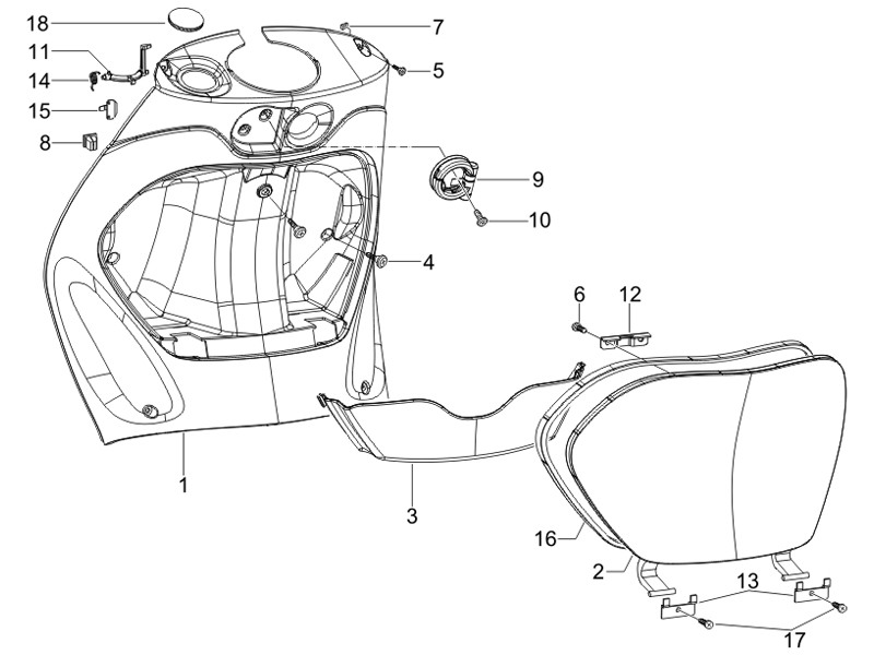 Front glove-box - Knee-guard panel