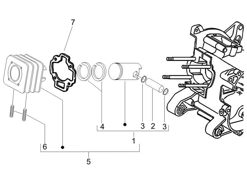 Cylinder-piston-wrist pin unit
