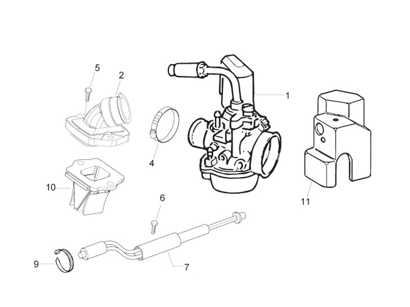 Carburettor, assembly - Union pipe