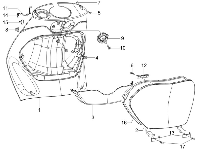 Front glove-box - Knee-guard panel