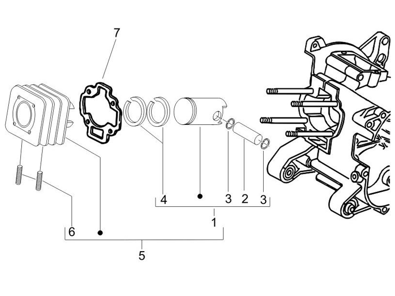 Cylinder-piston-wrist pin unit