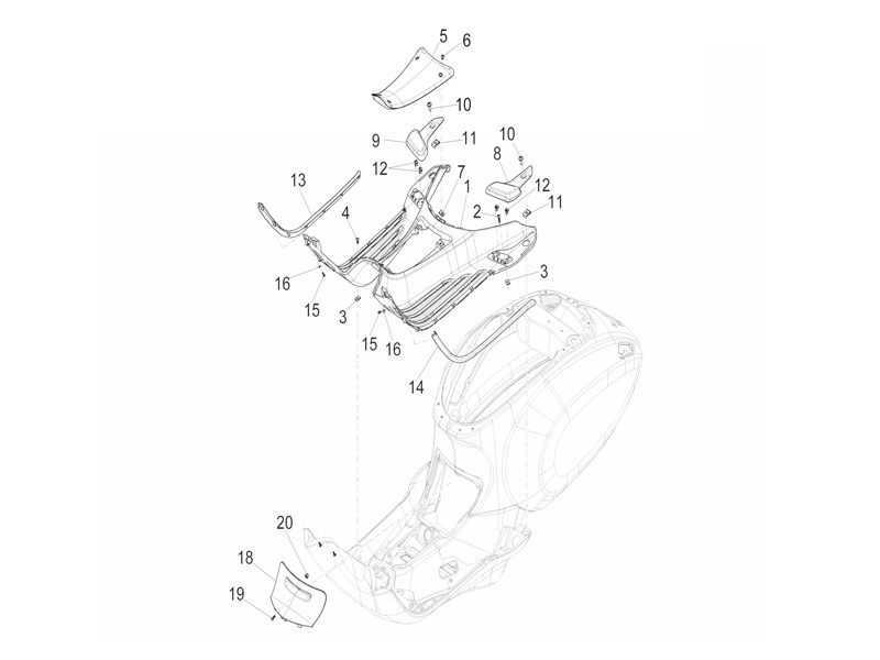 Central cover - Footrests