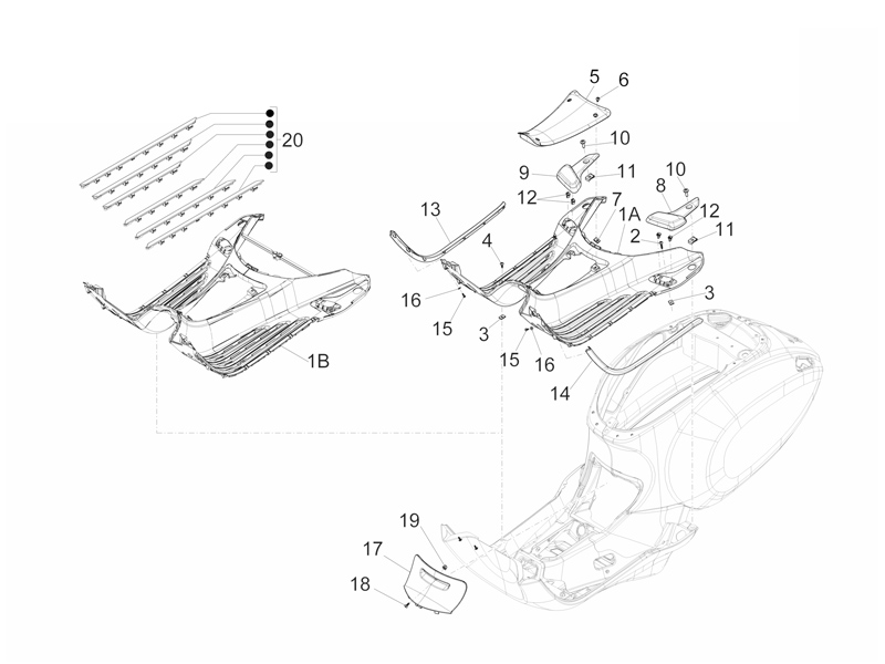 Central cover - Footrests