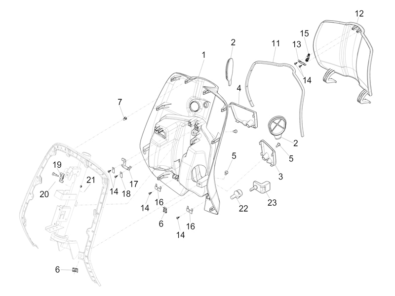 Front glove-box - Knee-guard panel