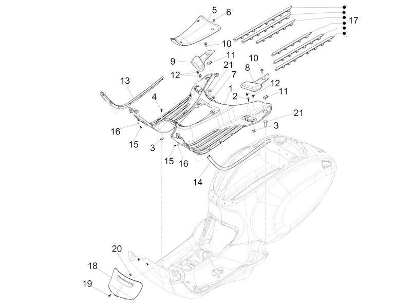 Central cover - Footrests