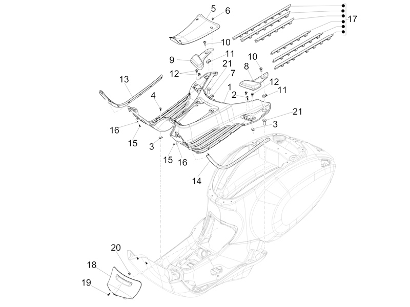 Central cover - Footrests
