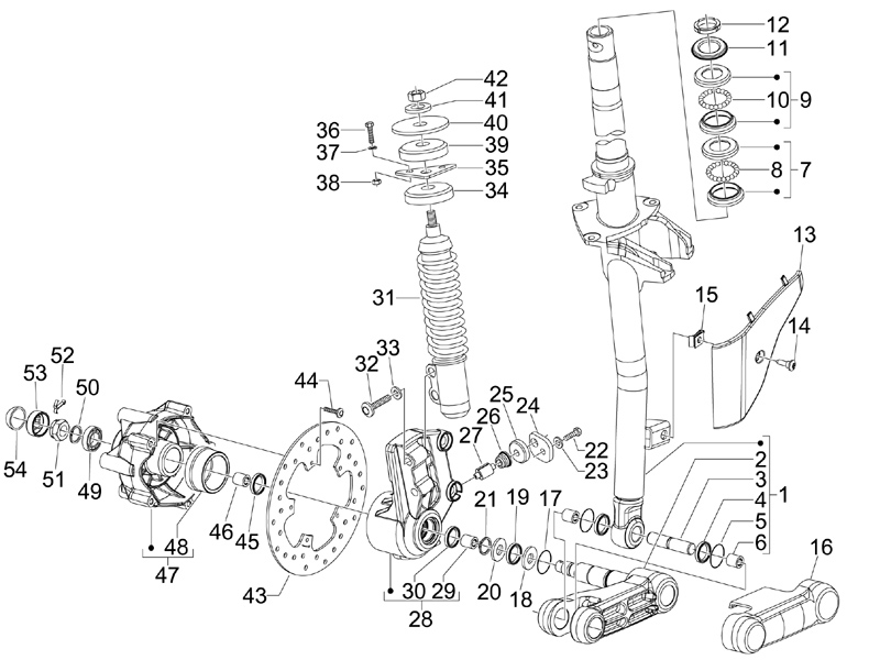 Fork/steering tube - Steering bearing unit