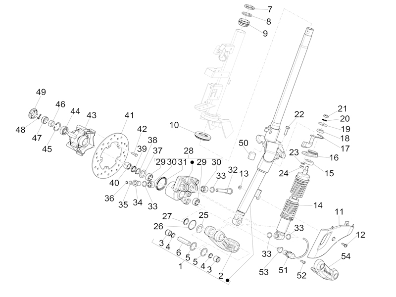 Fork/steering tube - Steering bearing unit