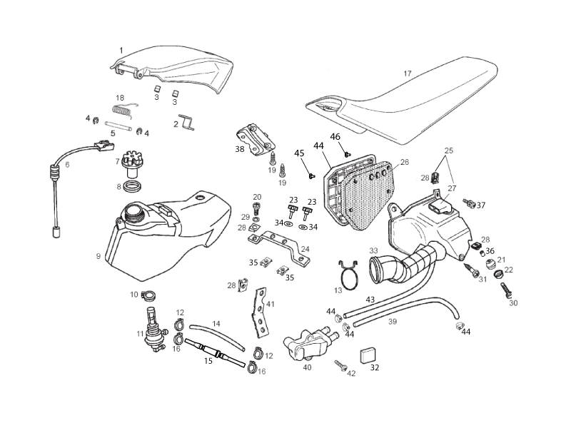 Tank - Air box - saddle