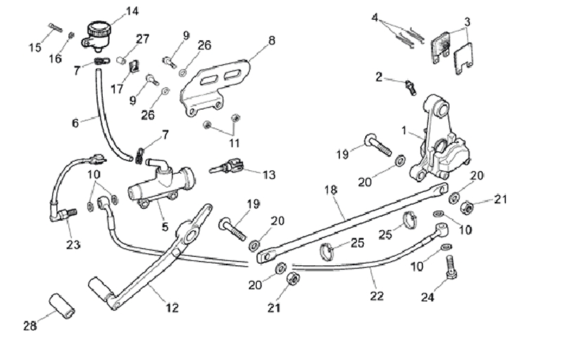 13.REAR BRAKE CALIPER ASSEMBLY