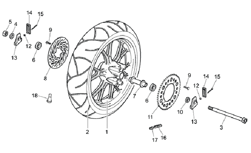 12.REAR WHEEL ASSEMBLY