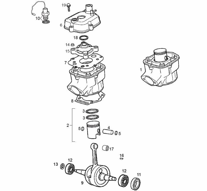 15.CRANKSHAFT ASSY - CYLINDER AND PISTON