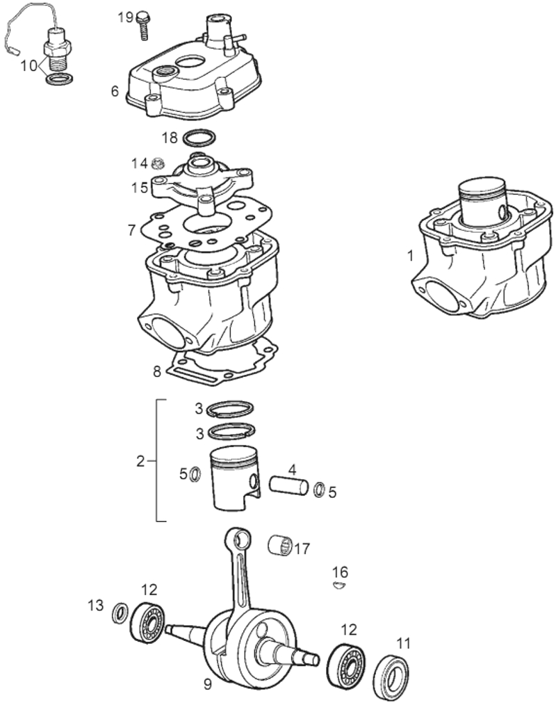 15.CRANKSHAFT ASSY - CYLINDER AND PISTON