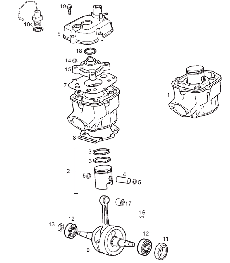 15.CRANKSHAFT ASSY - CYLINDER AND PISTON