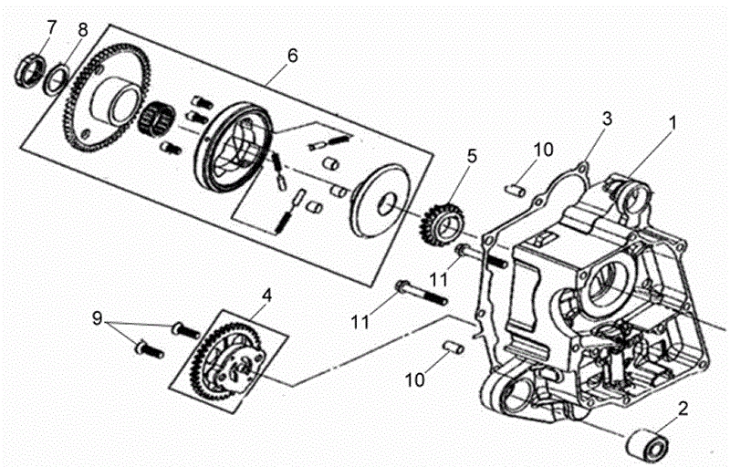 4.RIGHT CRANK CASE - OIL PUMP ASSY