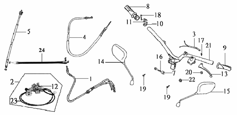 15.STEERING HANDLE - HANDLE LEVER - CABLE