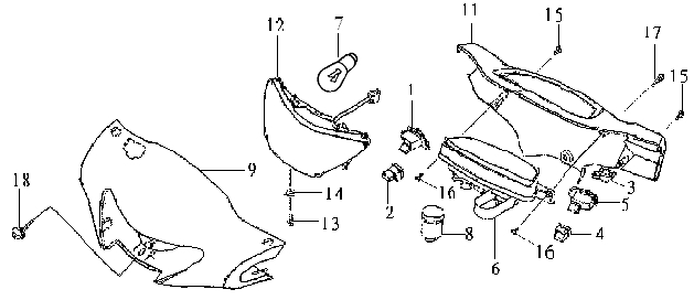 12.SPEEDOMETER - HEAD LIGHT - HANDLE COVER