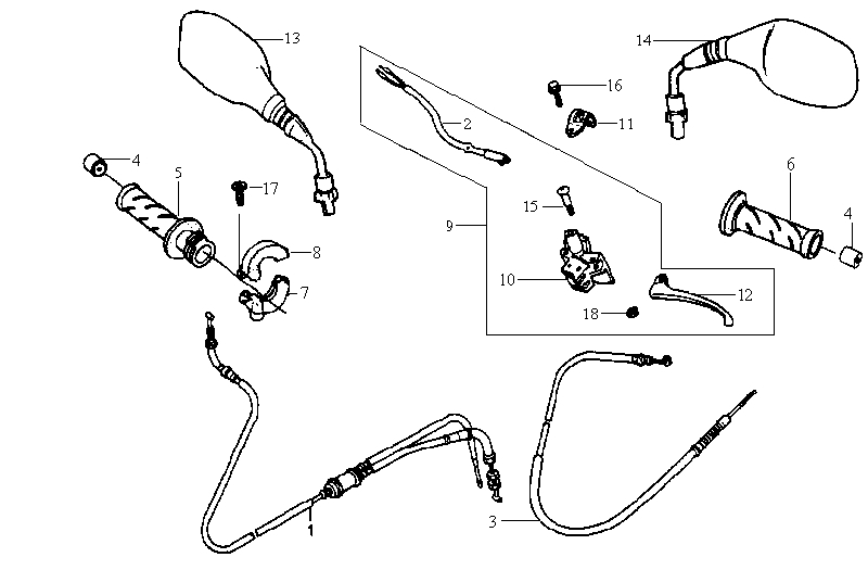 13.HANDLE LEVER - SWITCH - CABLE