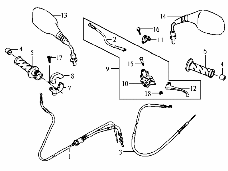 13.HANDLE LEVER - SWITCH - CABLE