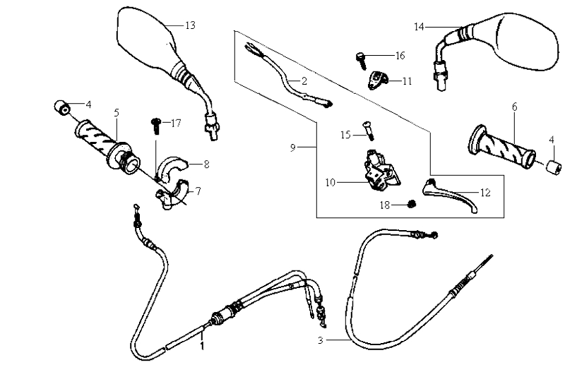 13.HANDLE LEVER - SWITCH - CABLE