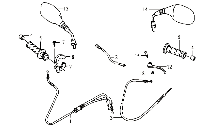 13.HANDLE LEVER. SWITCH . CABLE