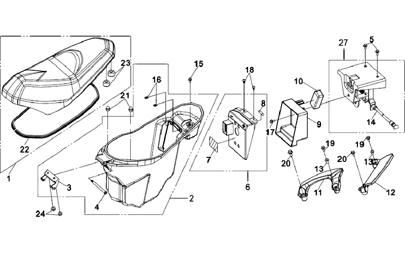 22.DOUBLE SEAT - LUGGAGE BOX ASSY