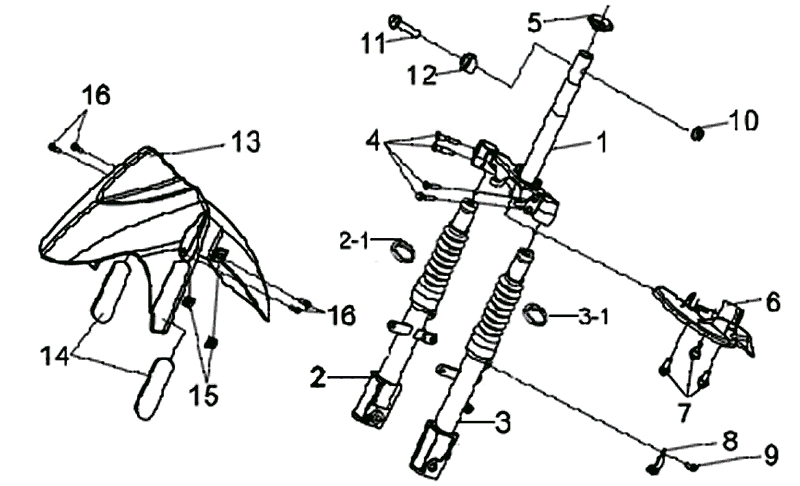 17.FR. FORK ASSY - FR. FENDER