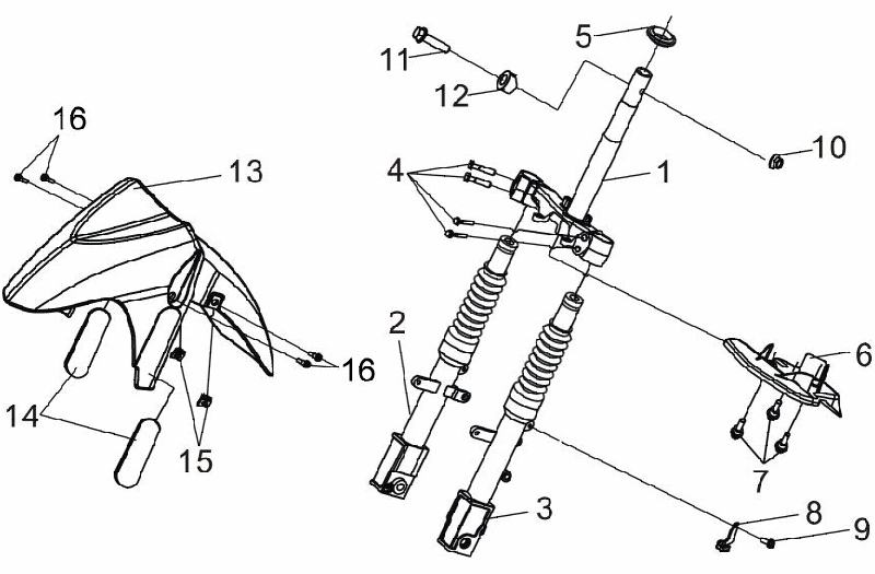 17.FR. FORK ASSY, FR. FENDER