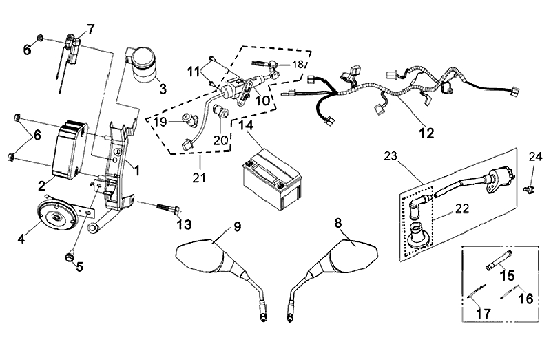 24.BACK MIRROR ASSY, WIRE HARNESS
