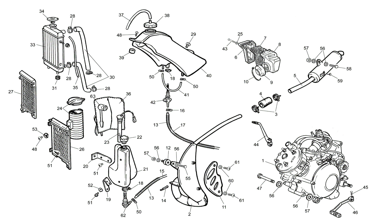 Benzinetank, Olietank & Uitlaat