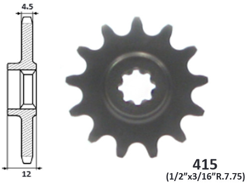 IGM Voortandwiel 12T #415 Suzuki DR 50 Big