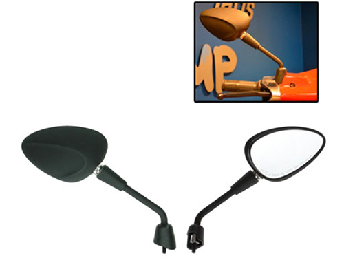 Spiegel Set Origineel Model Kort Mat Zwart Vespa Sprint