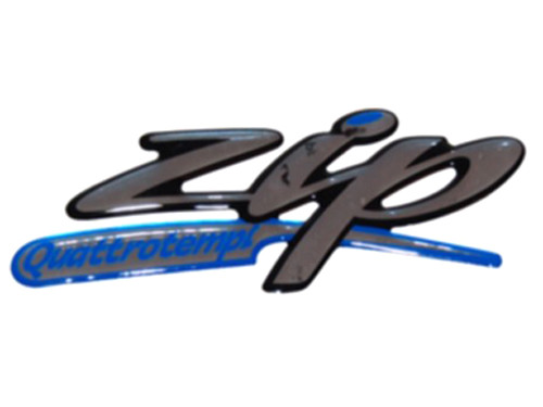 Sticker Zijscherm Zip Quattro Zwart/Chroom/blauw Piaggio Zip