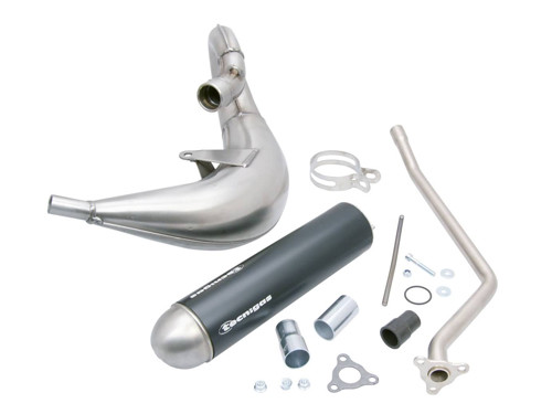Tecnigas E-Nox Steel Uitlaat Blank + Demper Zwart Aprilia MX/RX 1996-2005