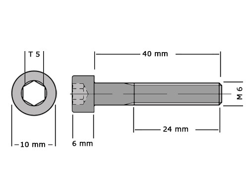 Cilinderbout met binnenzeskant DIN 912 M6x40 8.8 Verzinkt