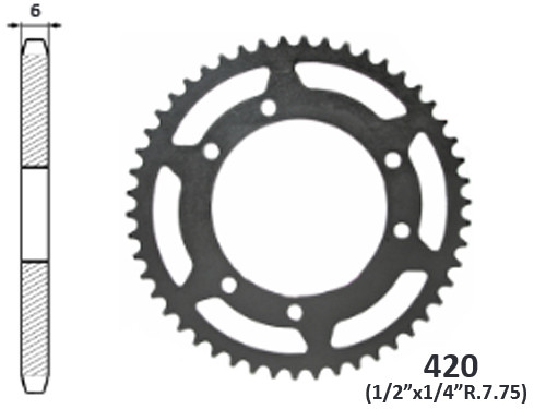 IGM Achtertandwiel 52T (Model Spaakwiel) o.a. Aprilia RX/SX / Derbi Senda / Gas Gas Rookie / Gilera RCR/SMT / Malaguti XSM/XTM / MBK X-limit / Motorhispania Furia/RYZ / Peugeot XP6/XPS / Rieju MRT/MRX/SMX / Yamaha DT