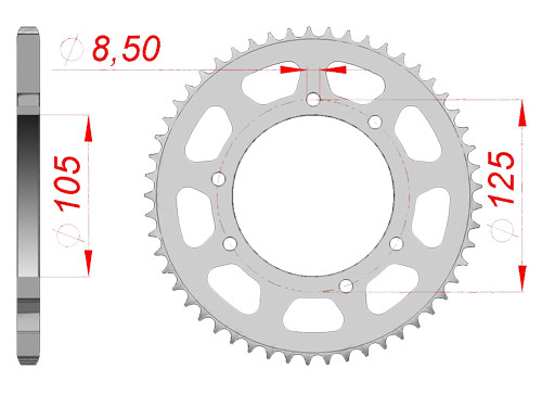 Afam Achtertandwiel 53T Type 47103 #420 Staal (Model Spaakwiel) o.a. Aprilia RX/SX / Derbi Senda / Gas Gas Rookie / Gilera RCR/SMT / Malaguti XSM/XTM / MBK X-limit / Motorhispania Furia/RYZ / Peugeot XP6/XPS / Rieju MRT/MRX/SMX / Yamaha DT
