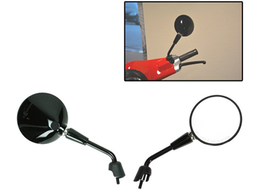 Spiegel Set Origineel Model Kort Zwart Glans Vespa Primavera