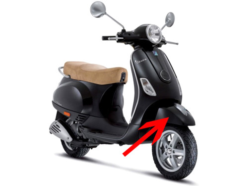 Voorspatbord Zwart Vulcano 98/A Vespa LX FL