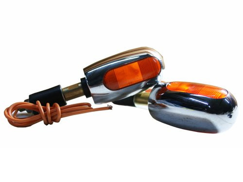 Knipperlicht Set Chroom Oranje Glas