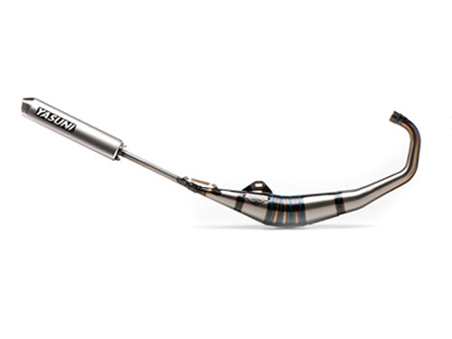 Yasuni R1 Max Uitlaat Blank + Demper Aluminium Aprilia RS50 1999-2005 / Motorhispania RX 50 / Peugeot XR6 50 / Rieju RS2 50 2003> / Yamaha TZR 50