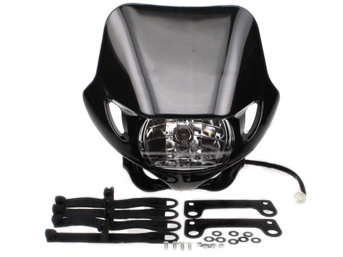 Koplampspoiler + Koplamp Unit Zwart Universeel
