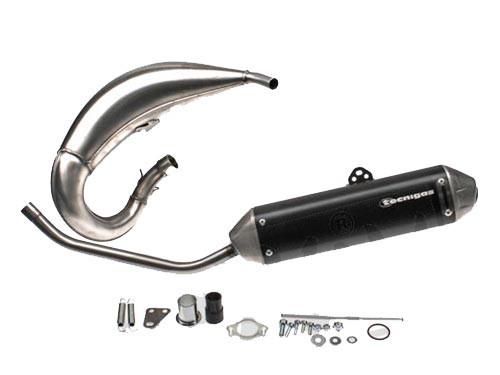 Tecnigas E-Nox Evo Uitlaat Blank + Demper Zwart Aprilia SX 50 2006-2010 / Derbi Senda X-Race/X-Treme/DRD 2000-2013 / Gilera RCR 50/SMT 50