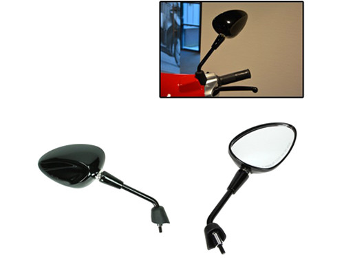 Spiegel Set Origineel Model Kort Glans Zwart Vespa Sprint