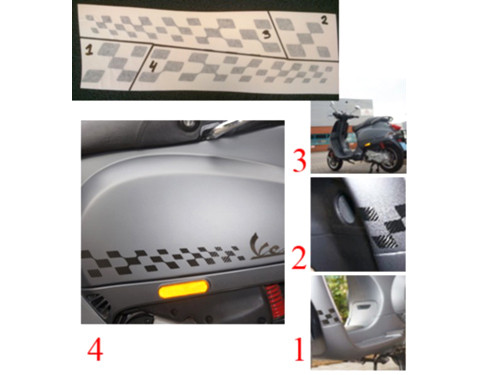 Sticker Set Finish Vlag 4-Delig Carbon China LX / Vespa LX/S