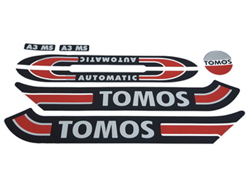 Sticker Set Zwart/Rood/Wit Automatic Tomos