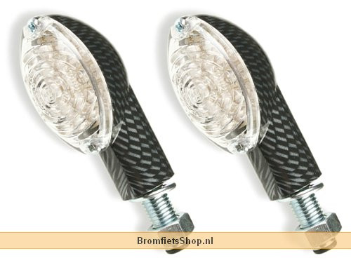 Knipperlicht Set Ovaal Carbon/Transparant Led Universeel
