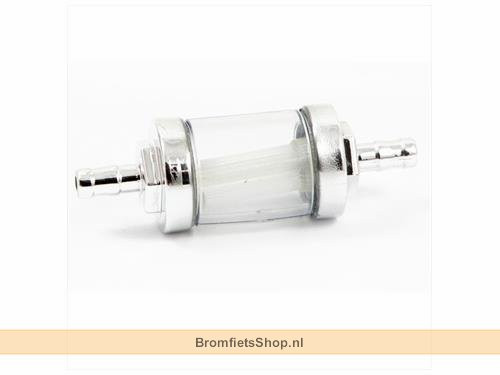 Benzinefilter Chroom/Glas 5mm Universeel