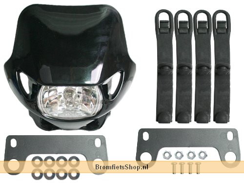 Koplampspoiler + Koplamp Unit Zwart Universeel