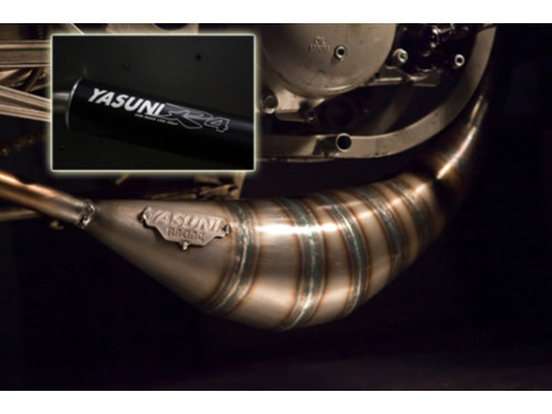 Yasuni R4 Carrera Uitlaat Blank + Demper Zwart Derbi